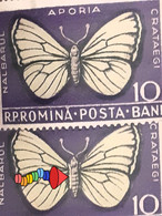 Errors Romanua 1956 MI 1586 White Butterfly Tree,  With Print Moth Shifted To The Right Mnh - Errors, Freaks & Oddities (EFO)