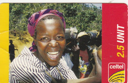 Zambia, ZM-CEL-REF-0011?, Celtel 2.5 Unit,  Smiling Young Woman, 2 Scans.  Code On The Back: "ZA 2.5".  Please Read - Sambia