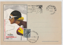 Cartolina - Coppa Katana 1957 - Internazionale Femminile Slalom Gigante - ETNA 7Aprile - Sports D'hiver