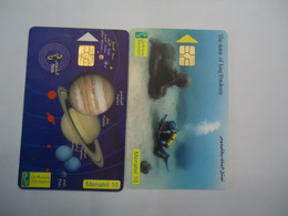 EGYPT  2 USED CARDS  MONUMENTS SPACE PLANET - Raumfahrt