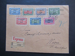 Österreich 1921 Parlamentsgebäude Mit Aufdruck Hochwasser 1920  Einschreiben Linz 1 Express Brief Nach Wien - Cartas & Documentos