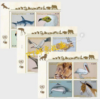 United Nations 2020 UN Geneva New York Vienna 3 Block Fauna Endangered Species Animals Bird Donkey Mammals Stamps MNH - Anes