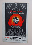 Ancien Buvard Publicitaire BOULET CHARENTAIS - En Vente Chez BERTHON à Parthenay - Produits Ménagers