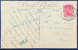 Carte Albert 1er N°138 Obl "4 Postes Militaires Belgique 4" Pour La Suisse Censure Militaire 128 TTB - Army: Belgium