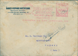 1943 , MADRID - LA HABANA  , BANCO HISPANO AMERICANO , INSTITUTO ESPAÑOL DE MONEDA EXTRANJERA / INSPECCIÓN DE DIVISAS - Storia Postale