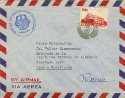 1960 PERÚ , SOBRE CERTIFICADO , AREQUIPA - LIMA , CORREO CONSULAR , LLEGADA - Perù