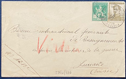 Lettre Ouverte Reglementaire Albert 1er N°110 & 141 Obl "postes Militaires Belgique" Pour La Suisse à Lausanne TTB - Armée Belge