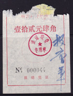 CHINA CHINE CINA MONGLIA  EXPRESS MAIL RECEIPT 特快邮件收据  POSTAL ADDED CHARGE LABELS (ACL) 12.40 YUAN - Sonstige & Ohne Zuordnung