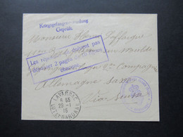 DR 1915 POW Kriegsgefagenensendung Geprüft Stempel Gefangenensammelstelle Golzern (Mulde) Sachsen Und Nebenstempel - Lettres & Documents