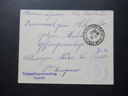 DR 1915 POW Geprüft / Zensurstempel Gefangenensammelstelle Golzern (Mulde) Nebenstempel F.a. Und Les Reponses... - Lettres & Documents