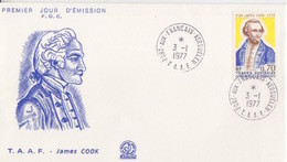 Kerguelen  03/01/77  N° 63 (James Cook) Premier Jour Sur 2 FDC (Impression Bleu Et Verte) - Storia Postale