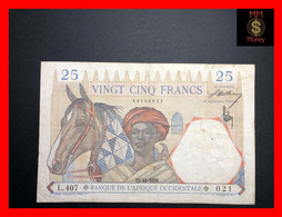 FRENCH WEST AFRICA  - Afrique Occidentale  25 Francs  15.12.1936   P. 22  P.h.   VF - Otros – Africa