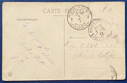 Carte En SM Obl "7 Postes Militaires Belgique 7" Blocage (1ere Division De Cavalerie) Pour Un Soldat En Campagne - Army: Belgium