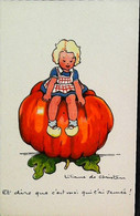 ► Illustatrion Fillette & Citrouille Par Liliane Christen Vers 1900 - Girl Pumpkin Halloween - Imp. Art Belcourt Lyon - Halloween