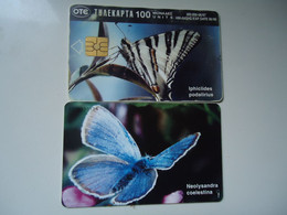 GREECE  USED  CARDS  BUTTERFLIES - Vlinders