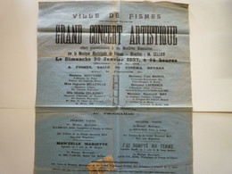 GP 2021 - 2  VILLE De FISMES  AFFICHE De 1927  " GRAND CONCERT ARTISTIQUE "   XXX - Affiches