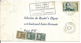 Lettre Centenaire De La Présence Française En Nouvelle Calédonie Nouméa Pour Paris Du 20.11.1953 Taxé 120F N°910 - Lettres & Documents