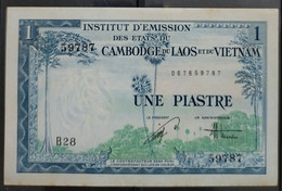 Indochine Indochina Vietnam Viet Nam Laos Cambodia 1 Piastre UNC Banknote Note 1954 - P#105 / 2 Photo - Indochine