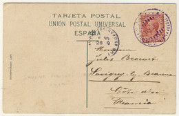 ITALIE / ITALIA 1907 " SAVONA - PIROSC. POSTALE LA VELOCE " Cartolina Da Tenerife A Savigny-les-Beaune, Francia - Marcophilie