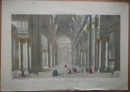 CHOEUR CATHEDRALE ST PAUL DE LONDRES (2) VUE D'OPTIQUE GRAVURE  XVIII° AUTHENTIQUE ET ORIGINALE  45 X 31 CM ARCHITECTURE - Prints & Engravings
