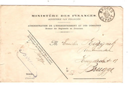 REF2983/ L.Ministère Des Finances Franchise Ministerie Van Financien C.Bruges Départ 21/DEC/1909 > Brugge - Zonder Portkosten