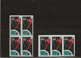 RUSSIE - SONDE LUNA - N° 2651 BLOC DE 4 + 2651 A NON DENTELE BANDE DE 3 -TOUS NEUF SANS CHARNIERE  1963 - - Unused Stamps