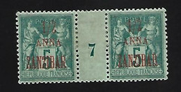 Type Sage 5c Vert   Millesime  7   Surch  1/2 Anna ZANZIBAR  / Trace Charniere - Otros - África