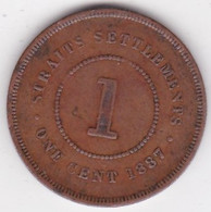 Straits Settlements 1 Cent 1887 Victoria , En Bronze , KM# 16 - Malasia