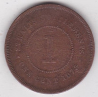 Straits Settlements 1 Cent 1875 Victoria, En Bronze, KM# 9 - Malasia