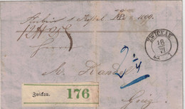 1863, Paketbegleitbrief Ab ZWICKAU Mit Handschriftlicher Taxe "2 1/4" - Saxe