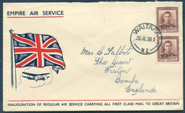 1938 New Zealand - Great Britain "Empire Air Service" Illustrated Airmail Cover Waitara - England - Airmail