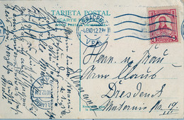 1912 MÉXICO , T.P. CIRCULADA , VERACRUZ - DRESDEN , TRÁNSITO DE NUEVO LAREDO. ESTATUA DE GUTIÉRREZ ZAMORA - Mexiko