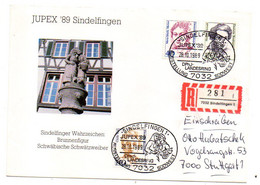 Allemagne--1989--Lettre Recommandée Illustrée JUPEX 89 De SINDELFINGEN Pour STUTTGART..timbres..cachets + Contenu - Covers & Documents