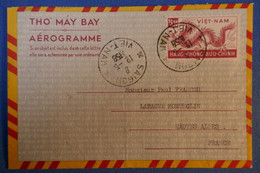 417 VIETNAM 1958 SAIGON LETTRE AEROGRAMME POUR LARAGNE MONTECLIN FRANCE AFFRANCHISSEMENT PLAISANT - Vietnam