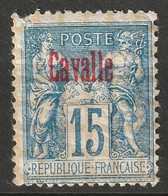 French Offices Cavalle 1893 Sc 4a Yt 5a MH* Damaged Corner Small Thins Carmine Overprint - Ungebraucht