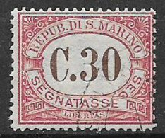 SAN MARINO 1924 SEGNATASSE VALORE IN BRUNO COLORI DEL RIQUADRO CAMBIATI SASS. 12 USATO VF - Segnatasse