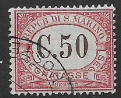 SAN MARINO 1924 SEGNATASSE VALORE IN BRUNO COLORI DEL RIQUADRO CAMBIATI SASS. 13 USATO VF - Segnatasse