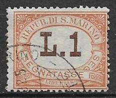 SAN MARINO 1925 SEGNATASSE VALORE IN BRUNO COLORI DEL RIQUADRO CAMBIATI SASS.24  USATO VF - Segnatasse