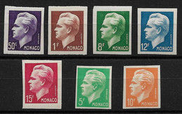 Monaco 344/350** Rainier III. Non Dentelés. Cote 85€. - Variétés