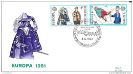 BELGIQUE  - TIMBRES N° 2006 / 2007     EUROPA    -   1981  -   FDC  -  CLUB PHILATELIQUE BRAINOIS  L'ALLEUD - 1981-1990