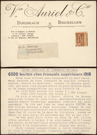émission 1915 - N°136 + Préo Bruxelles 19 Brussel Sur Imprimé Vve Auriol & Cie (Vins Bordeaux, Bruxelles) - 1915-1920 Albert I.
