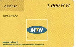 Côte D'Ivoire - Ivory Coast 5000 FCFA Airtime MTN Phonecard, Used - Ivoorkust