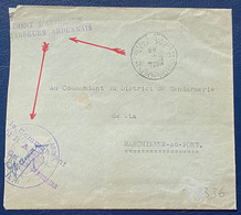 Lettre D'un Commandant Griffe "regiment D'artillerie Chasseurs Ardennais" Obl "32 Postes Militaires Belges 32" Blocage - Oorlog 40-45 (Brieven En Documenten)