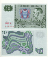 SWEDEN   10 Kronor  P52d    Dated 1985   ( King Gustav VI + Snow Flakes At Back )   UNC - Sweden