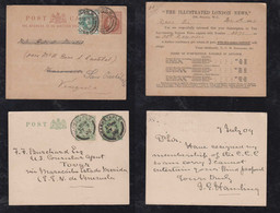 Great Britain 1901 + 1902 2 Uprated Stationery Postcard To VENEZUELA 1x Private Imprint London News - Covers & Documents