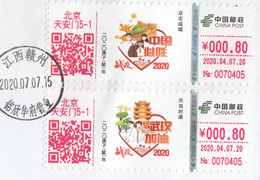 Macau 2020, COVID-19 Stamp + S/S On Postal Used Cover To China Where Using COVID-19 ATM As Letter Retention Fee - Storia Postale