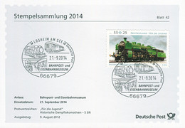 01657) BRD - ⨀-Karte Mi 2946 - SoST Vom 21.09.2014 In 66679 Losheim Am See, Bahnpost- Und Eisenbahnmuseum - Marcofilia - EMA ( Maquina De Huellas A Franquear)