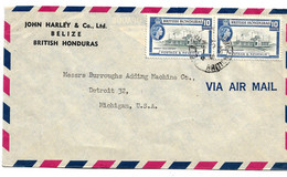 BRH001 / HONDURAS - Flughafen Belize 1954 In Die USA (Detroit) - Honduras Británica (...-1970)