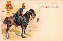 00297 "UN SALUTO DA SAVOIA CAVALLERIA - REGGIMENTO CAVALLERIA SAVOIA 3°" CART NON SPED - Familles Royales