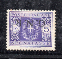 2061 490 - GNR REPUBBLICA SOCIALE 1944 , Segnatasse  5 Lire N. 57a  * Linguella. DIFETTI - Segnatasse